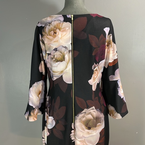 Calvin Klein size 10 bell sleeve floral stretchy sheath dress - Picture 8 of 17
